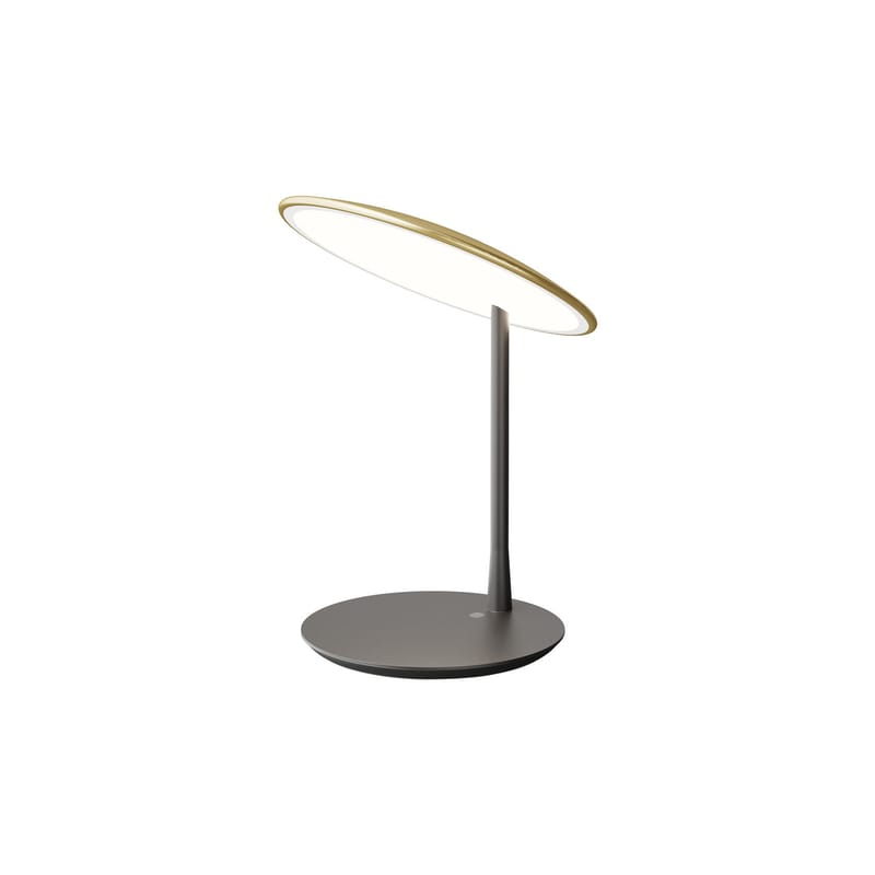 Luminaire - Lampes de table - Lampe de table Disc LED métal or / Orientable - NINE - Laiton brossé & noir - Acier, Aluminium