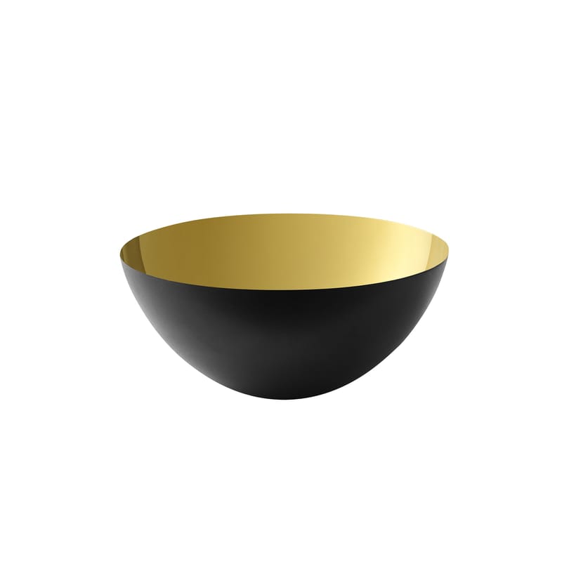 Tisch und Küche - Salatschüsseln und Schalen - Schale Krenit schwarz gold metall / Ø 12,5 x H 5,9 cm - Stahl - Normann Copenhagen - Schwarz / Innenseite goldfarben - emaillierter Stahl