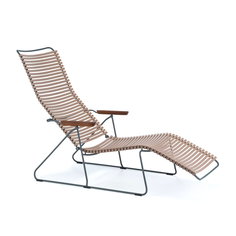 Outdoor - Sonnenliegen, Liegestühle und Hängematten - Schrägstellbarer Liegestuhl Click plastikmaterial beige / Verstellbare Rückenlehne - Houe - Sandfarben - Bambus, Metall, Plastikmaterial
