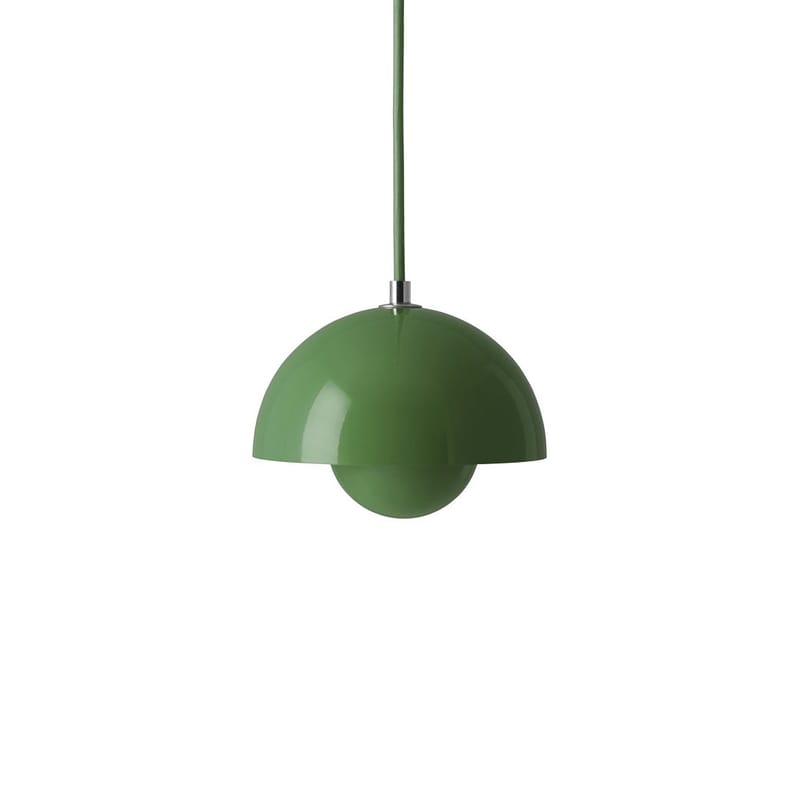 Luminaire - Suspensions - Suspension Flowerpot VP10 métal vert / Ø16 cm - By Verner Panton, 1969 - &tradition - Vert Signal - Acier laqué