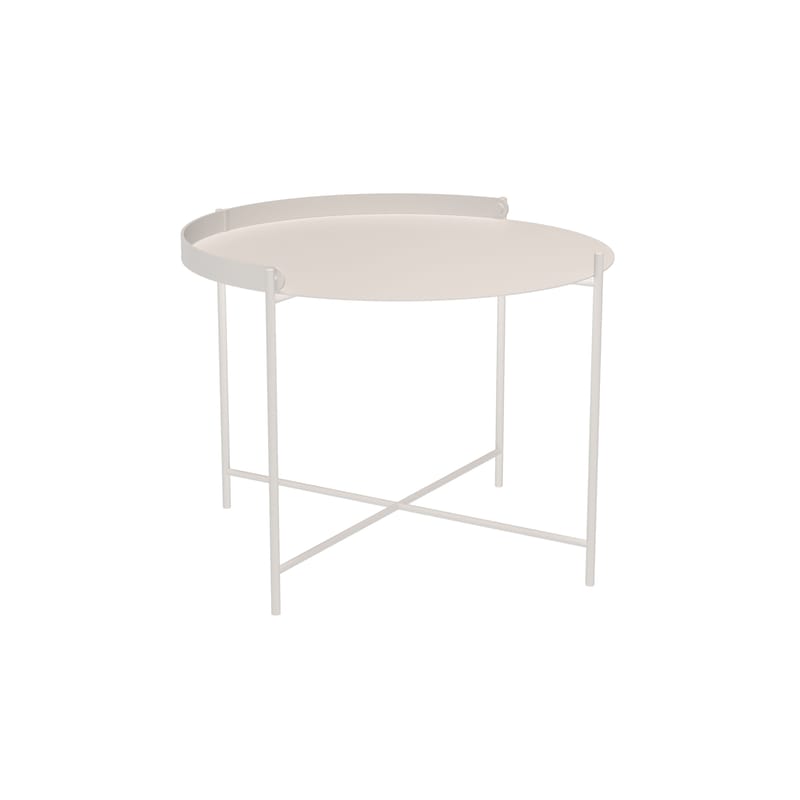 Mobilier - Tables basses - Table basse Edge métal blanc / Poignée rabattable -Ø 62 x H 46 cm - Houe - Blanc sourd - Acier thermolaqué
