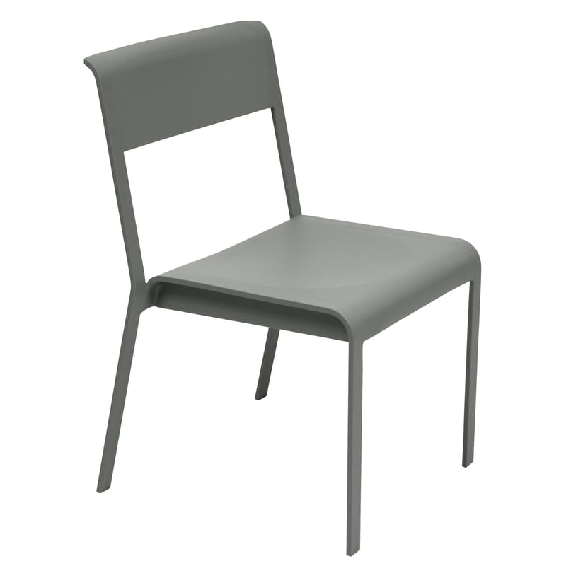 Mobilier - Chaises, fauteuils de salle à manger - Chaise empilable Bellevie métal vert gris - Fermob - Romarin - Aluminium laqué