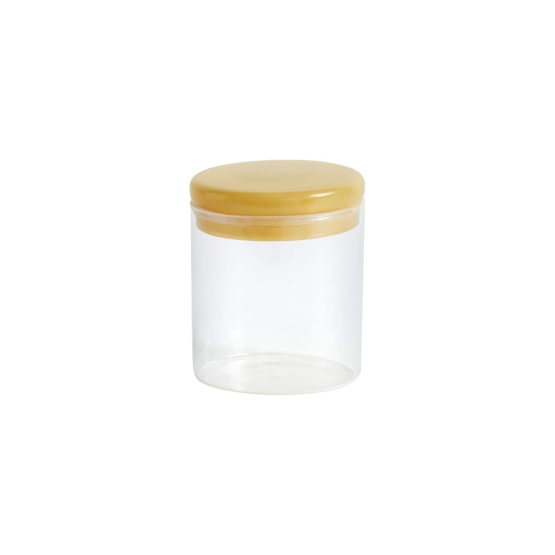 Tavola - Contenitori e conservazione - Contenitore ermetico Medium vetro giallo trasparente / Ø 10 X H 12 cm - 0,6 L / Vetro - Hay - 0,6 l / trasparente e giallo - Vetro borosilicato