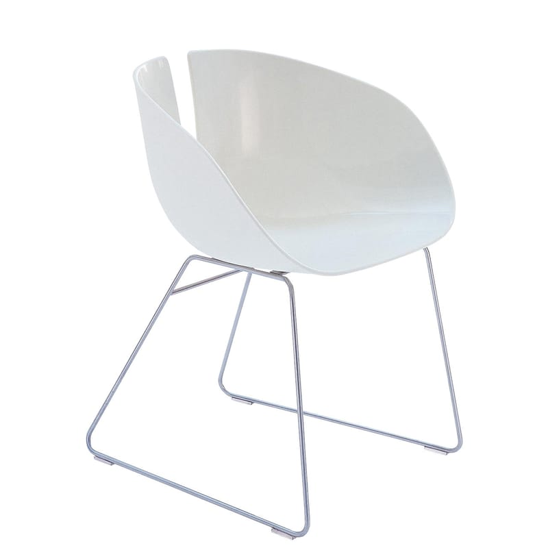 Mobilier - Chaises, fauteuils de salle à manger - Fauteuil Fjord H plastique blanc / Patricia Urquiola, 2002 - Moroso - Blanc / Acier - Inox satiné, Plastique composite