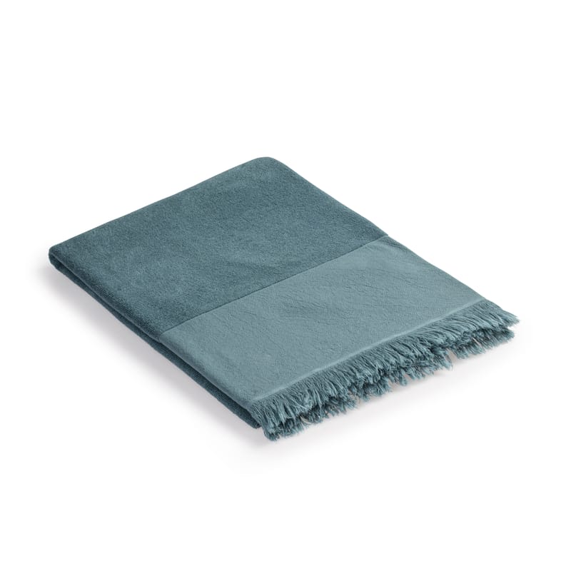 Décoration - Textile - Fouta  tissu vert /  Serviette de bain - 93x 165 cm - Coton - Au Printemps Paris - Vert grisé - Coton