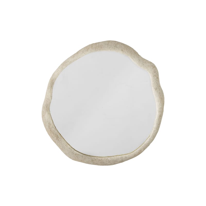 Décoration - Miroirs - Miroir mural Cillia plastique beige / Ø 41 cm - Polyrésine effet pierre - Bloomingville - Beige - Polyrésine, Verre