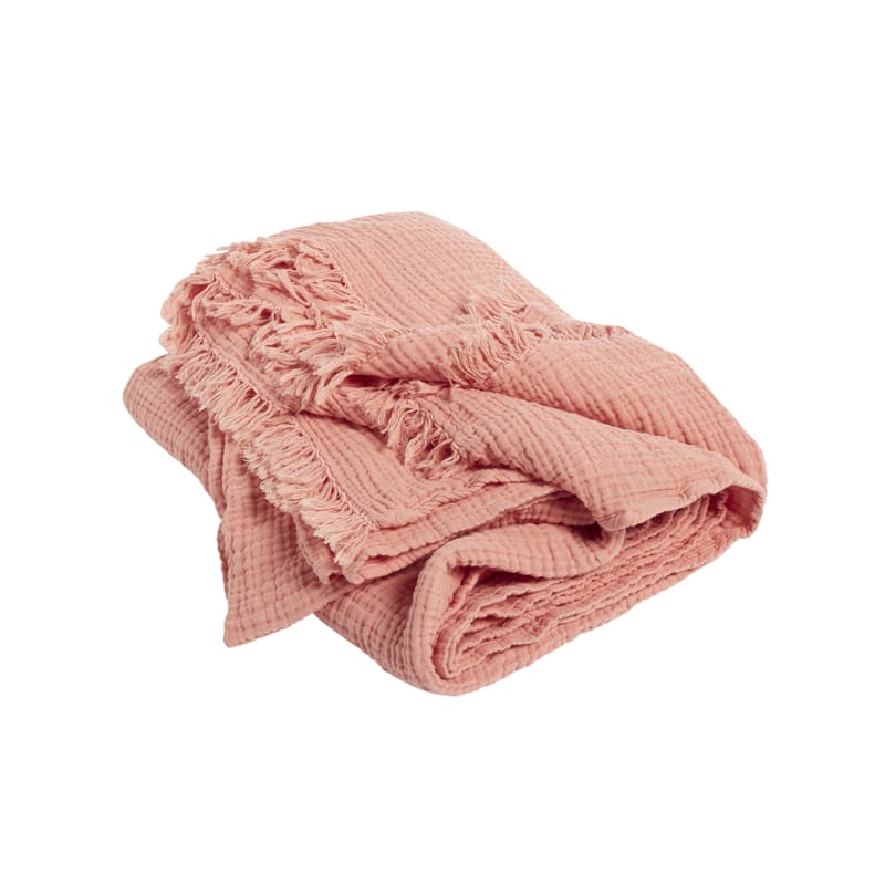 Décoration - Textile - Plaid Crinkle tissu orange / Coton plissé - 210 x 150 cm - Hay - Pêche - Coton plissé
