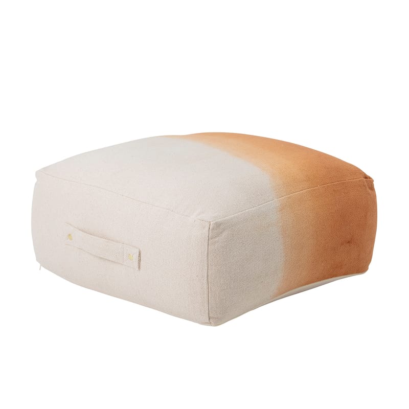 Mobilier - Poufs - Pouf Cara tissu orange marron / 60 x 60 cm - Coton - Bloomingville - Ocre - Coton, Polystyrène