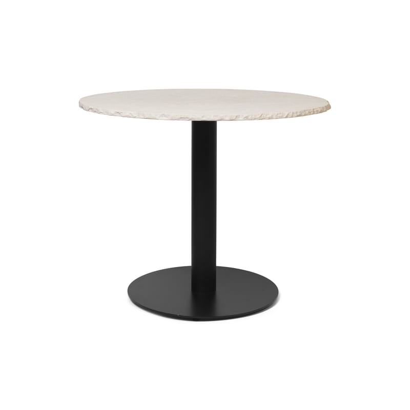 Mobilier - Tables - Table ronde Mineral pierre blanc / Ø 90 x H 72 cm - Marbre - Ferm Living - Ø 90 cm / Blanc & noir - Acier, Marbre