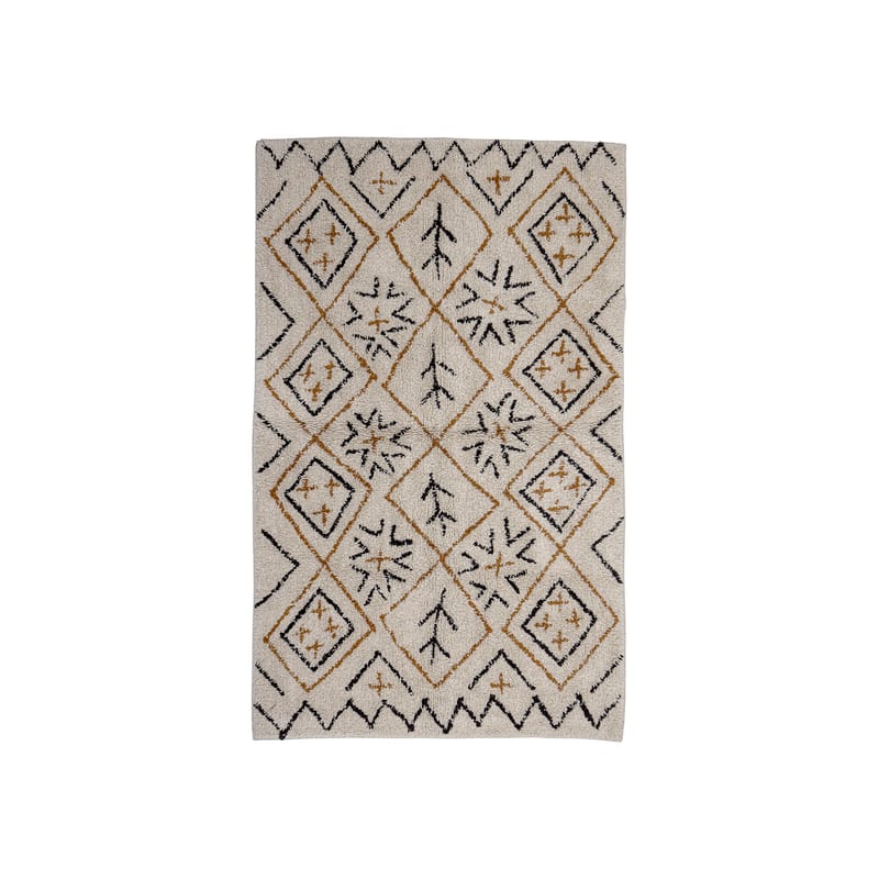 Décoration - Tapis - Tapis Jaida  marron beige / 150 x 90 cm - Bloomingville - Beige, noir & ocre - Coton