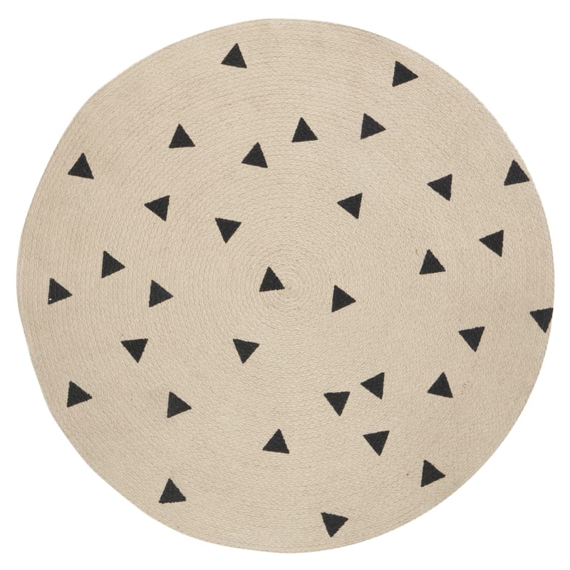 Décoration - Pour les enfants - Tapis Triangles fibre végétale noir / Ø 100 cm - Ferm Living - Noir / Triangles - Jute