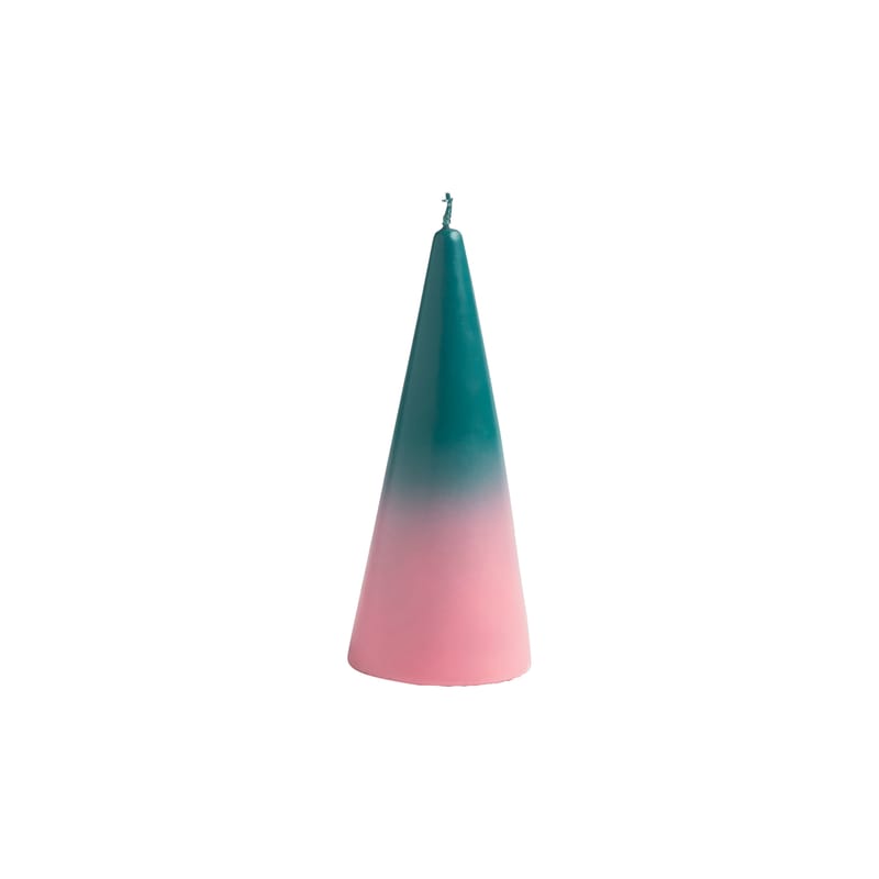 Décoration - Bougeoirs, photophores - Bougie Cone Small cire rose vert / Ø 7 x H 16.5 cm - & klevering - Vert & rose - Cire