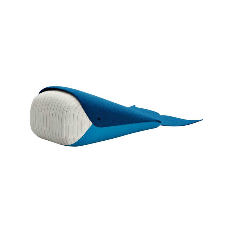 Décoration - Pour les enfants - Coussin Whale Mini tissu blanc bleu /Baleine - 33 x 20 cm - EO - L 33 cm / Bleu & blanc - Mousse, Tissu Kvadrat