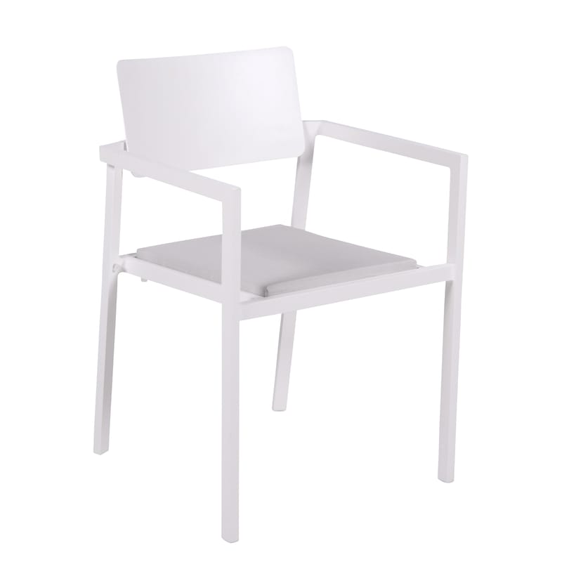 Mobilier - Chaises, fauteuils de salle à manger - Fauteuil Perspective métal blanc / Aluminium - Coussin inclus - Vlaemynck - Blanc - Aluminium laqué, Toile