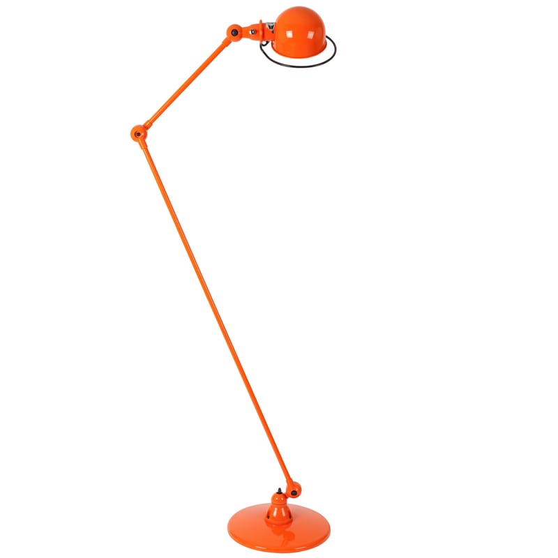 Illuminazione - Lampade da terra - Lampada a stelo Loft metallo arancione 2 bracci articolati - H max 160 cm - Jieldé - Arancione brillante - Acciaio inossidabile
