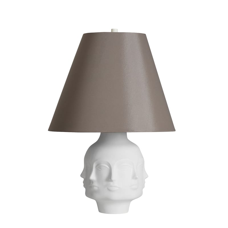 Luminaire - Lampes de table - Lampe de table Dora Maar papier céramique blanc marron / Porcelaine & papier - Jonathan Adler - Blanc / Taupe - Nickel, Papier, Porcelaine
