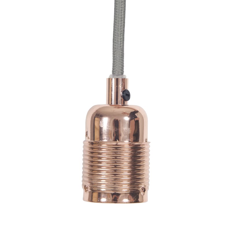 Lighting - Pendant Lighting - Frama Kit Pendant textile grey copper Set cable + lamp socket E27 - Frama  - Copper / Grey cable - Copper finish metal, Fabric