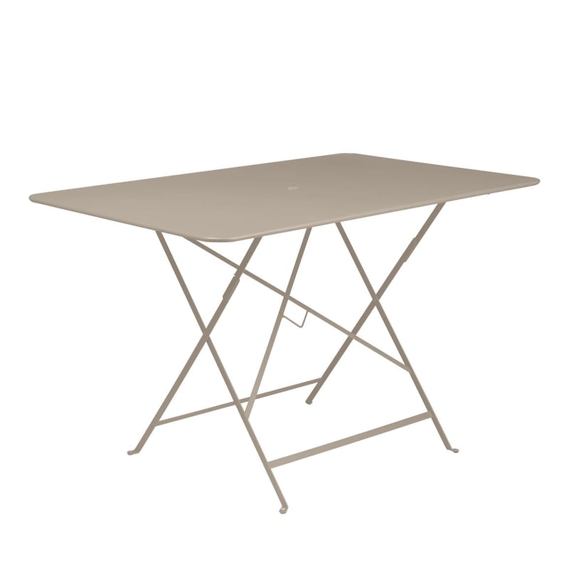 Jardin - Tables de jardin - Table pliante Bistro métal beige / 117 x 77 cm - 6 personnes - Trou parasol - Fermob - Muscade - Acier peint