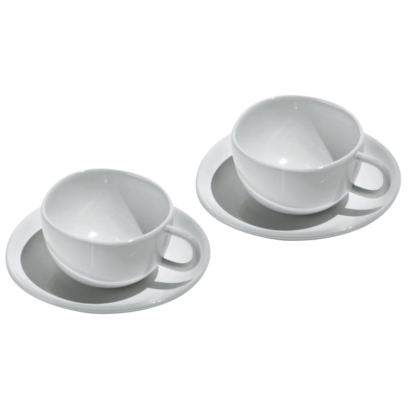 Table et cuisine - Tasses et mugs - Tasse à espresso Fruit basket céramique blanc / Set 2 tasses + 2 soucoupes - Alessi - Blanc - Porcelaine Bone China