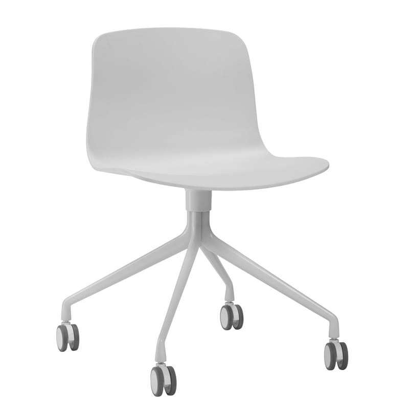Mobilier - Fauteuils de bureau - Chaise à roulettes About a chair AAC14 métal plastique blanc / Pivotante - Hay - Blanc - Fonte d\'aluminium, Polypropylène
