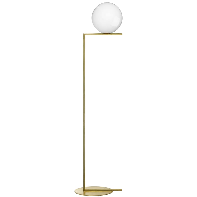 Lighting - Floor lamps - IC F2 Floor lamp glass metal - Flos - Brass - Blown glass, Steel