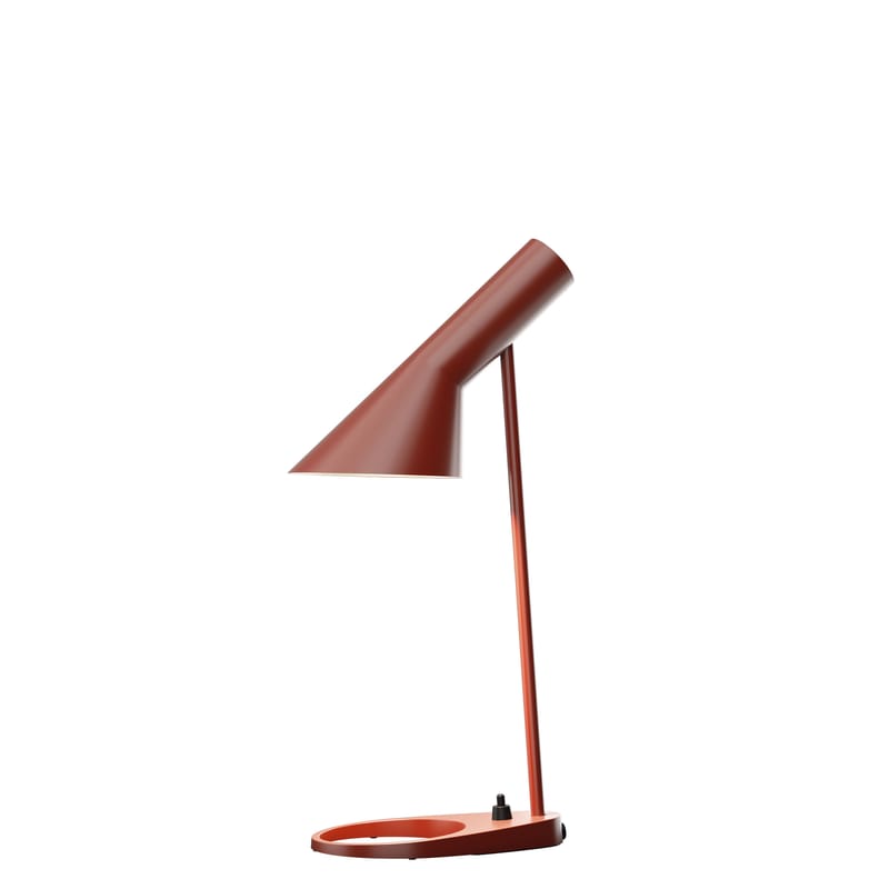 Luminaire - Lampes de table - Lampe de table AJ Mini métal rouge / H 43 cm - Orientable / Arne Jacobsen, 1957 - Louis Poulsen - Rouge rouille - Acier, Zinc