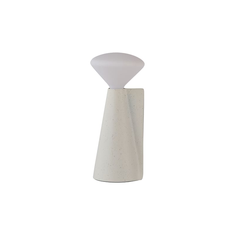 Luminaire - Lampes de table - Lampe sans fil rechargeable Mantle métal blanc / Ø 8 x H 18 cm - TALA - Blanc Stone - Acier inoxydable