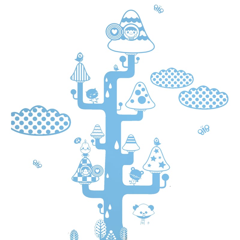 Décoration - Pour les enfants - Sticker Mushroom tree plastique papier bleu - Domestic - Bleu - Vinyle