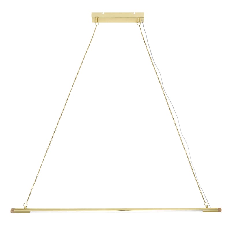 Luminaire - Suspensions - Suspension Gold LED or métal / chêne - L 124 cm - Bloomingville - Or & frêne - Frêne massif naturel, Métal