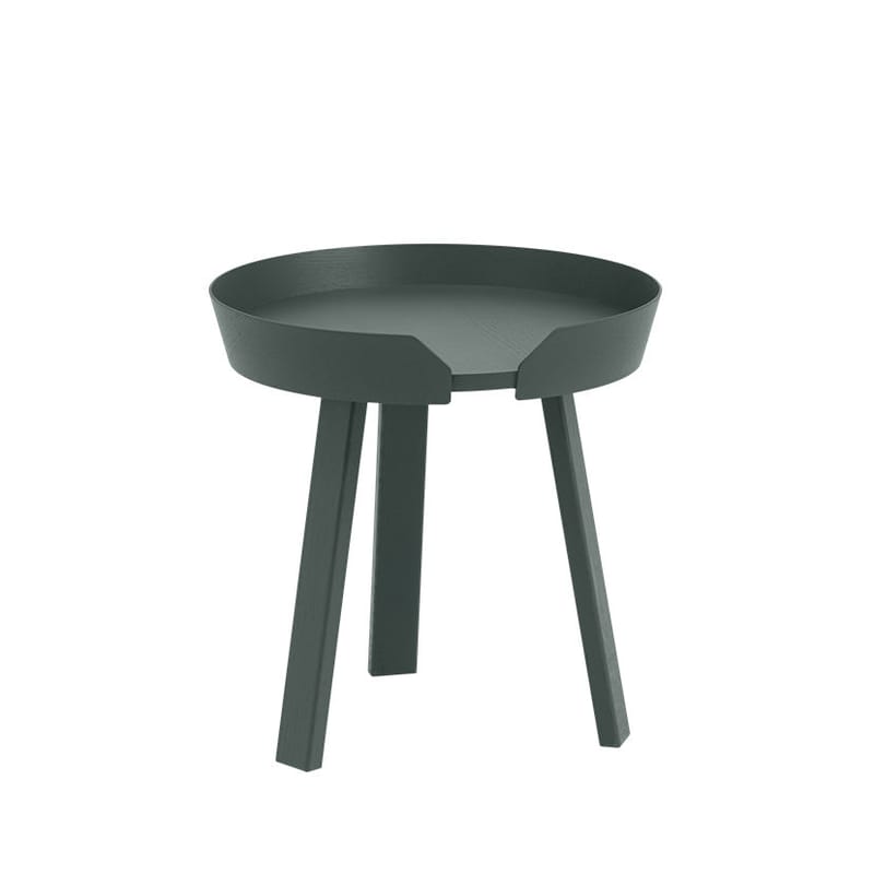 Mobilier - Tables basses - Table basse Around Small bois vert / Ø 45 x H 46 cm - Muuto - Vert foncé - Frêne teinté