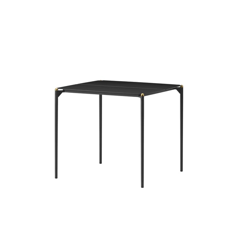 Jardin - Tables de jardin - Table carrée Novo métal noir / 80 x 80 cm - AYTM - Noir & or - Acier revêtement poudre, Aluminium revêtement poudre