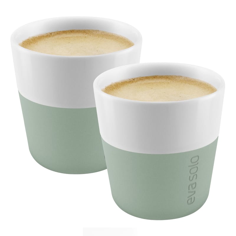 Table et cuisine - Tasses et mugs - Tasse à espresso  céramique vert / Set de 2 - 80 ml - Eva Solo - Vert délavé - Porcelaine, Silicone