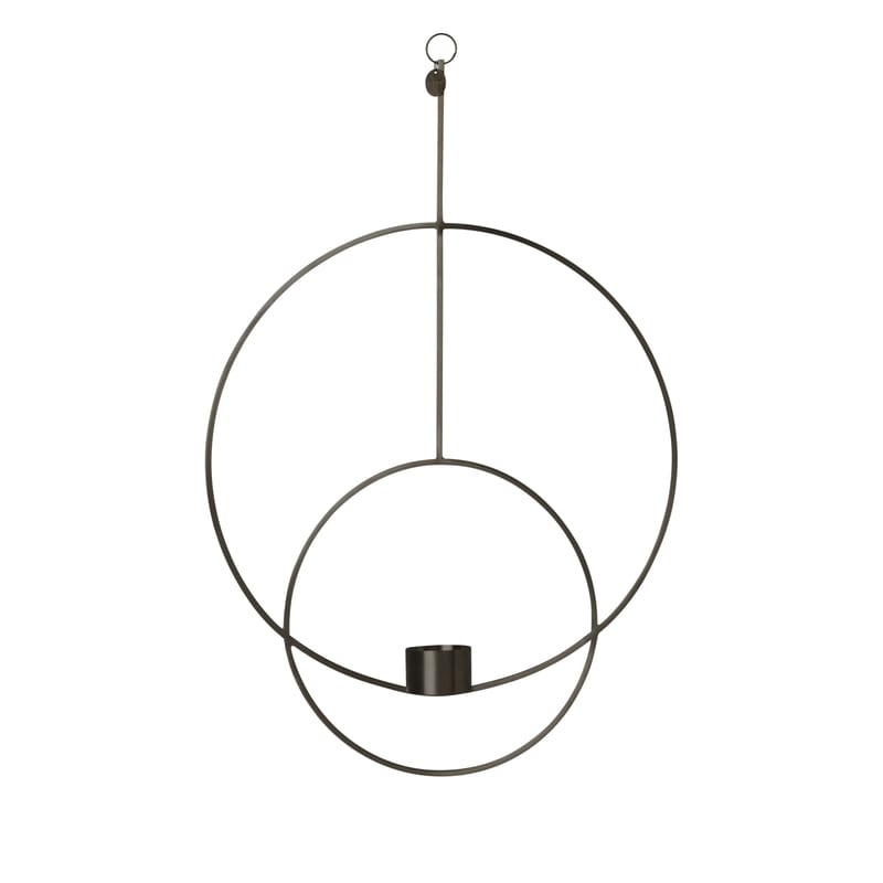 Décoration - Bougeoirs, photophores - Bougeoir à suspendre Circular métal noir / L 30 x H 45 cm - Ferm Living - Noir - Laiton peint