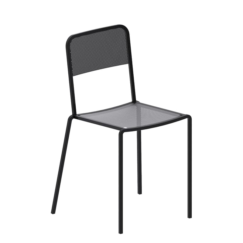 Mobilier - Chaises, fauteuils de salle à manger - Chaise empilable Ginger métal gris / Gris micacé - Zeus - Gris micacé - Acier peint époxy