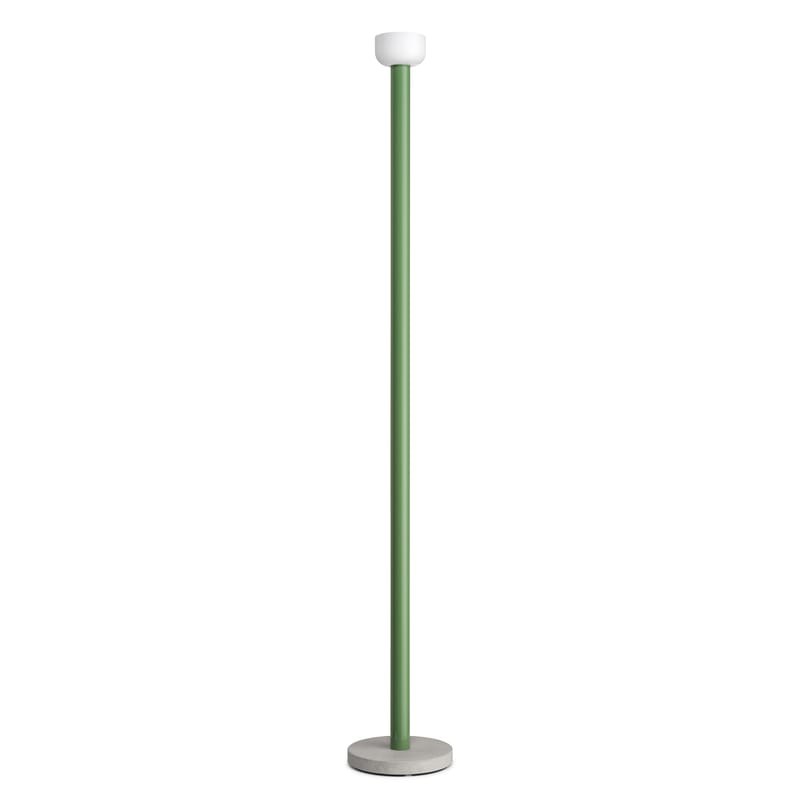 Illuminazione - Lampade da terra - Lampada a stelo Bellhop metallo vetro pietra verde / Base cemento - H 178 cm - Flos - Verde - Alluminio, Cemento, vetro soffiato
