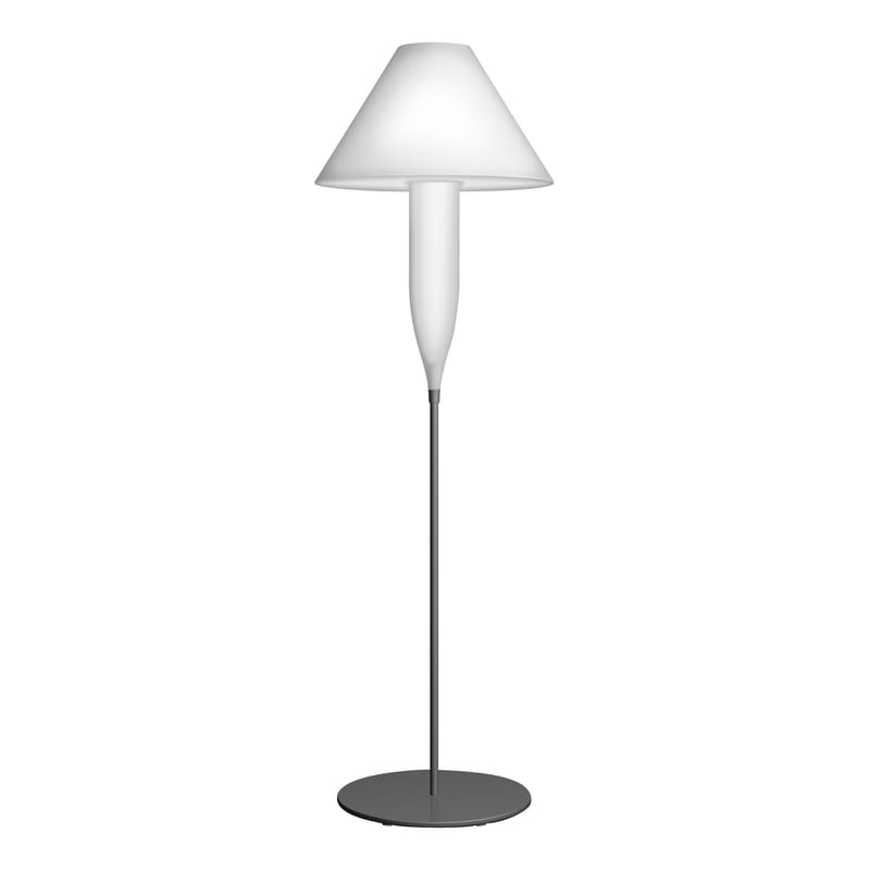 Luminaire - Lampadaires - Lampadaire d\'extérieur Bonheur métal plastique blanc - Serralunga - Blanc / Pied gris - Métal peint, Polyéthylène