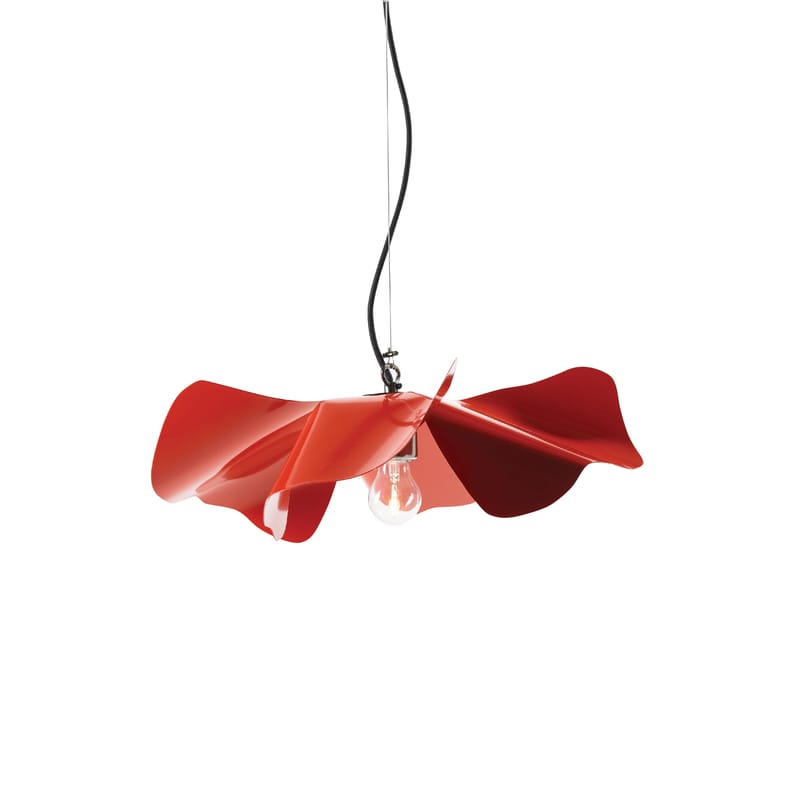 Illuminazione - Lampadari - Sospensione Papavero Small metallo rosso / Ø 45 cm- Acciaio - Opinion Ciatti - Rosso - Acciaio inossidabile, Tessuto