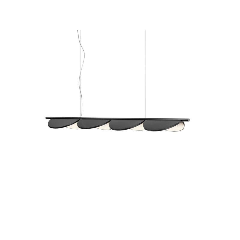 Luminaire - Suspensions - Suspension Almendra Linear S4 métal gris noir / LED - L 166,5 cm / 4 diffuseurs orientables - Flos - Anthracite - Aluminium peint, Polycarbonate