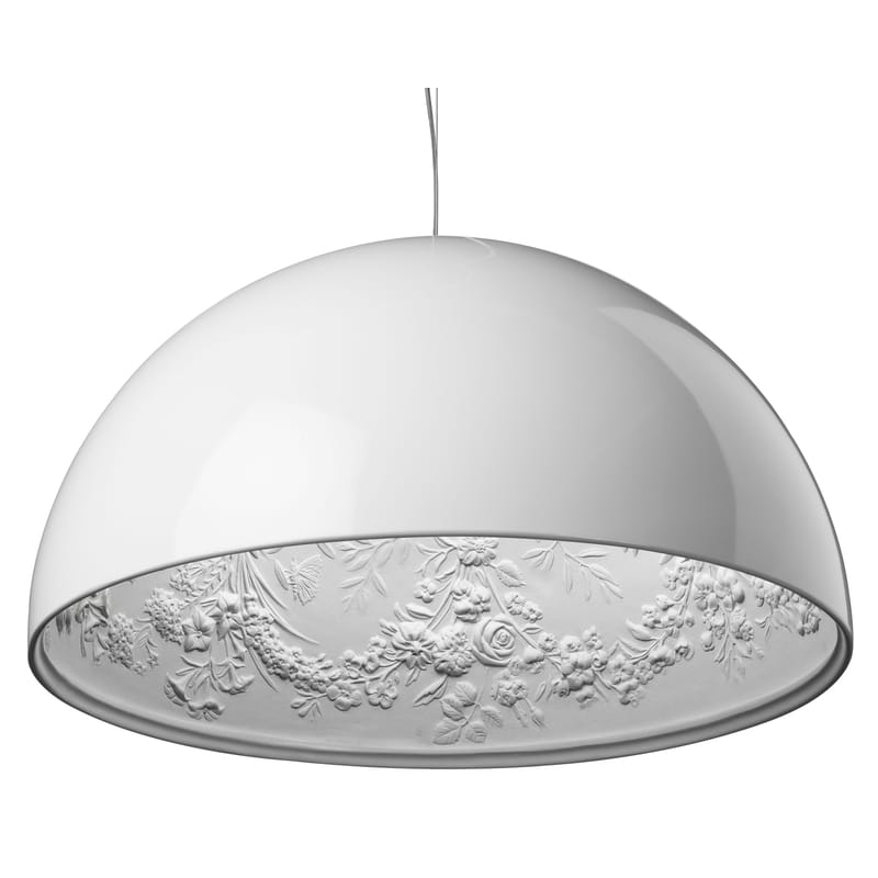 Luminaire - Suspensions - Suspension Skygarden 1 métal pierre blanc / Ø 60 cm - Plâtre & aluminium - Flos - Blanc brillant - Aluminium, Plâtre