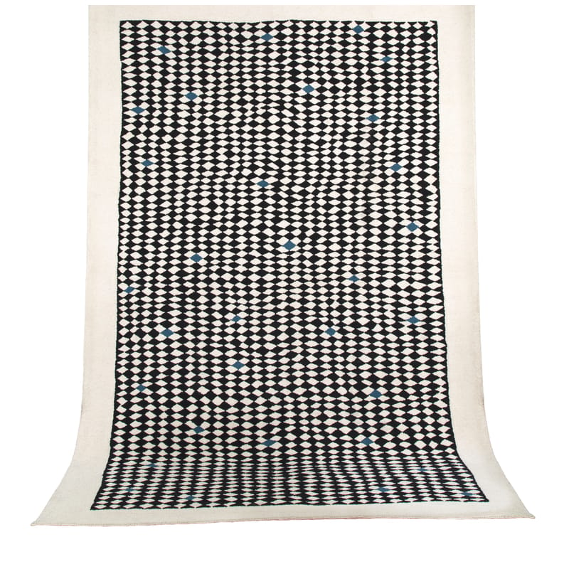 Dekoration - Teppiche - Teppich Atrium textil weiß schwarz / 200 x 300 cm - Maison Sarah Lavoine - Schwarz & weiß / Blau - Baumwolle, Wolle