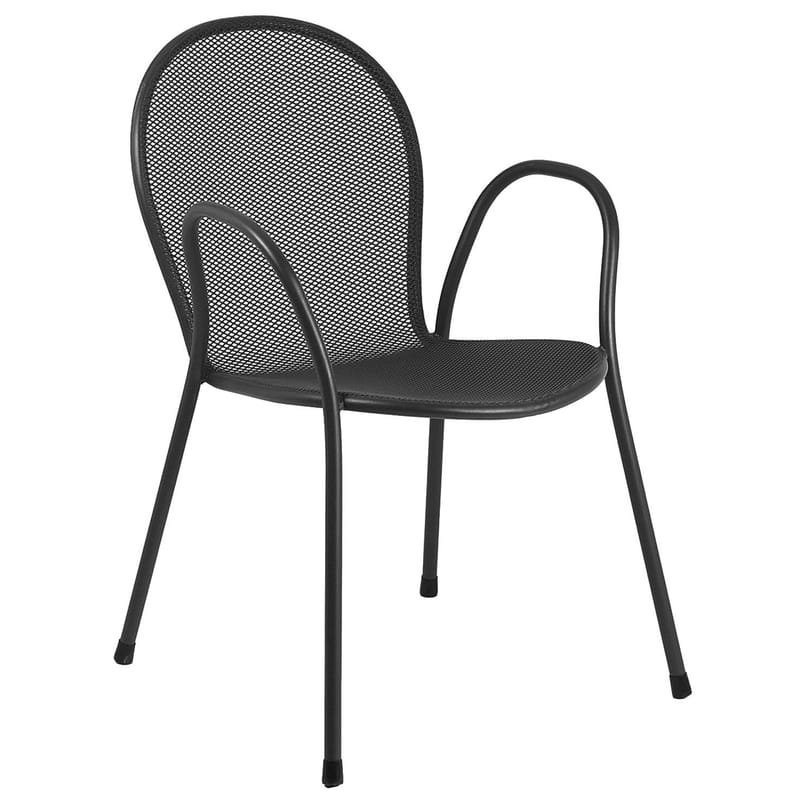 Mobilier - Chaises, fauteuils de salle à manger - Fauteuil empilable Ronda métal noir / L 60 cm - Emu - Noir - Acier verni
