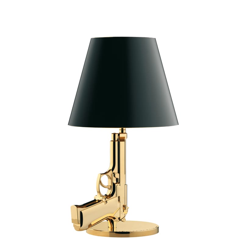 Luminaire - Lampes de table - Lampe de table Bedside Gun métal noir or / H 42 cm - Or 18K - By Starck - Flos - Or 18K / Noir - Aluminium plaqué or 18 carats, Papier plastifié