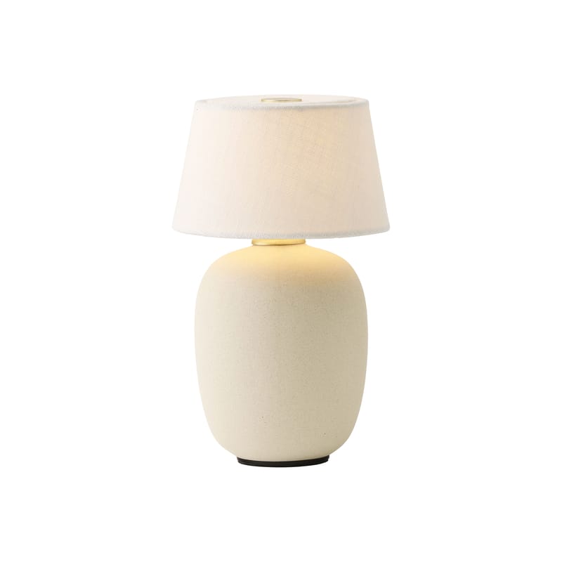 Luminaire - Lampes de table - Lampe sans fil rechargeable Torso céramique beige / Ø 12 x H 20 cm - Audo Copenhagen - Sable - Céramique, Laiton, Lin