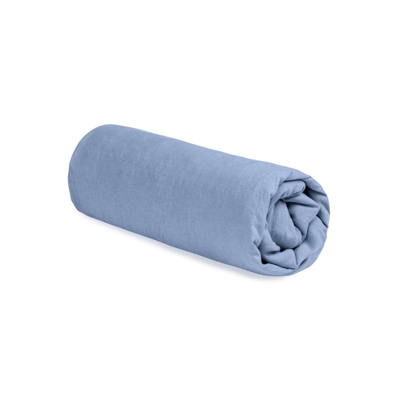 Interni - Tessili - Lenzuola con angoli  180 x 200 cm  tessuto blu / 180 x 200 cm - Lino lavato - Au Printemps Paris - Blu cielo - Lino lavato
