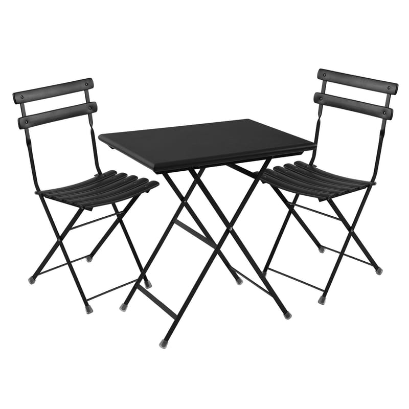 Jardin - Tables de jardin - Set table & assises Arc en Ciel métal noir / Table 70x50cm + 2 chaises - Emu - Noir - Acier verni