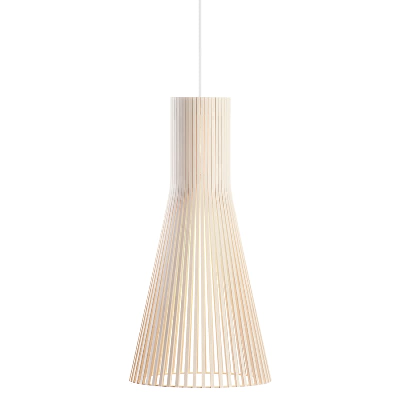 Luminaire - Suspensions - Suspension Secto L / Ø 30 cm - Secto Design - Bouleau naturel / Câble blanc - Lattes de bouleau, Textile
