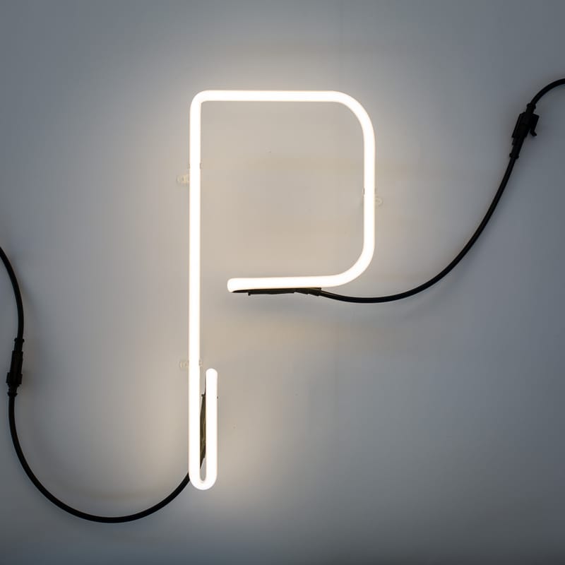 Lighting - Wall Lights - Néon Alphafont Wall light with plug glass white Letter P - Seletti - P - Glass