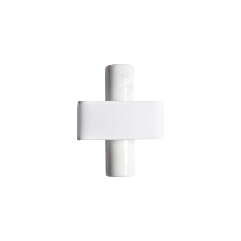 Luminaire - Appliques - Applique Hossa pierre blanc - ENOstudio - Marbre blanc / Tissu blanc & biais noir - Coton, Marbre naturel