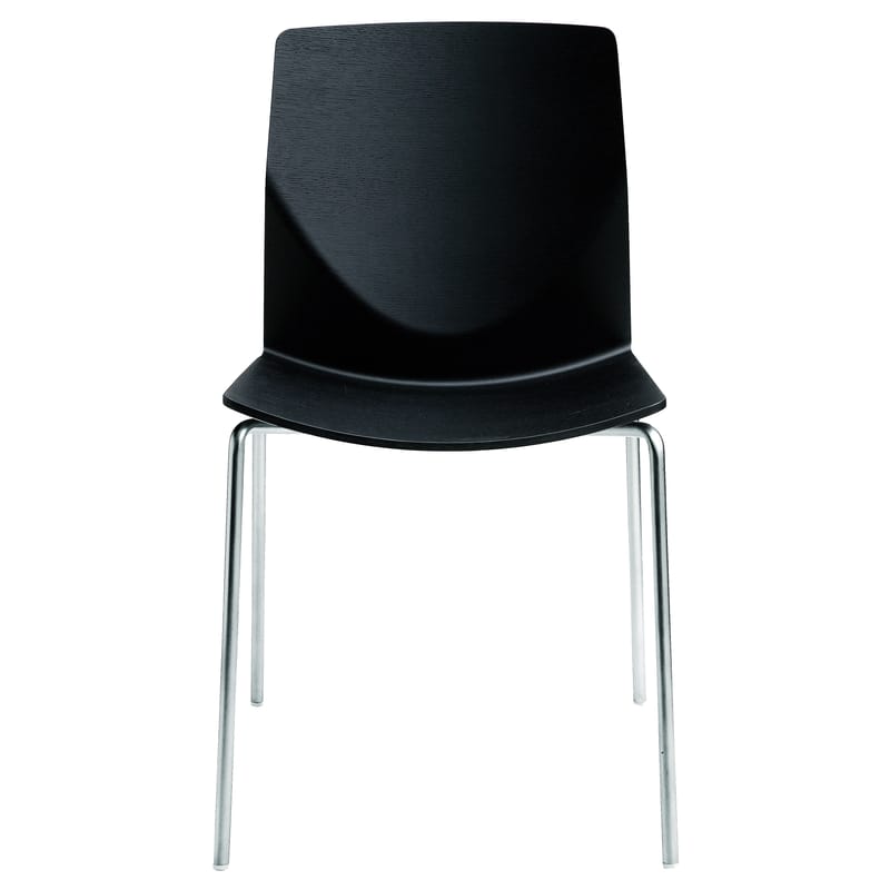 Mobilier - Chaises, fauteuils de salle à manger - Chaise empilable Kai bois noir - Lapalma - Noir veiné - Acier sablé, Multiplis de chêne teinté