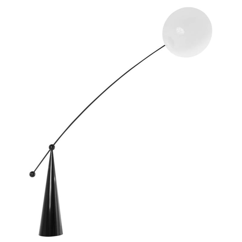 Luminaire - Lampadaires - Lampadaire Opal Arc LED métal noir / L 308 x H 270 cm - Tom Dixon - Noir & blanc opalescent - Acier laqué, Fibre de carbone, Polycarbonate opalescent soufflé